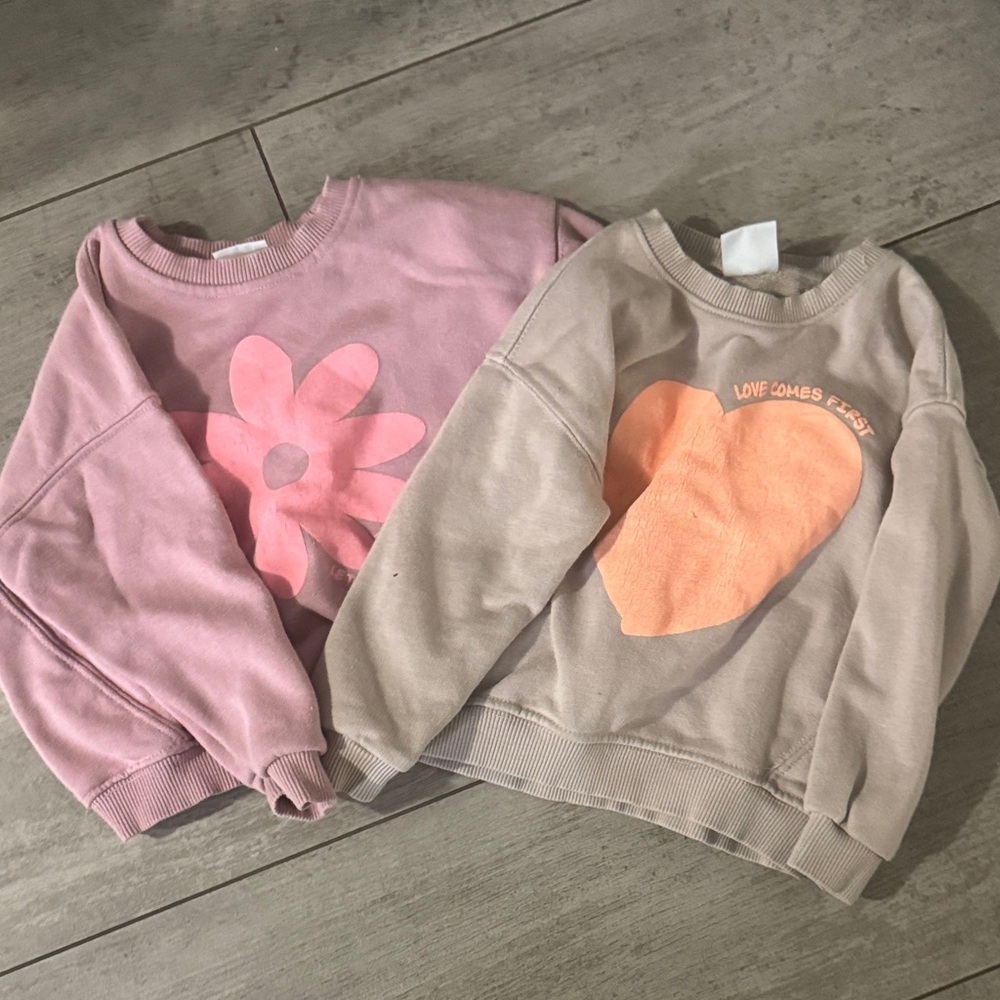 Zara Kids' Pink and Beige Sweatshirts
